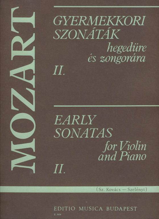 Mozart - Early Sonatas Volume 2 - Violin/Piano Accompaniment EMB Z3636
