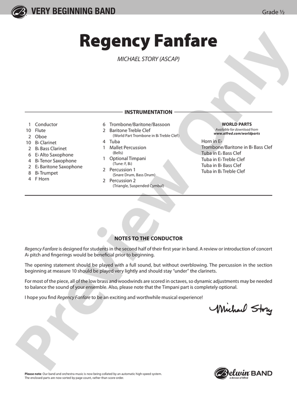 Regency Fanfare - Concert Band Conductor Score & Parts (Digital Download)