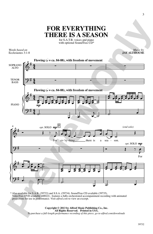 For Everything There Is a Season – SATB Choral Octavo (Digital Download)