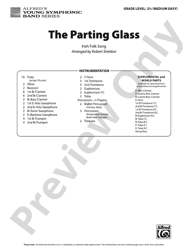 The Parting Glass – Concert Band Conductor Score & Parts (Digital Download)