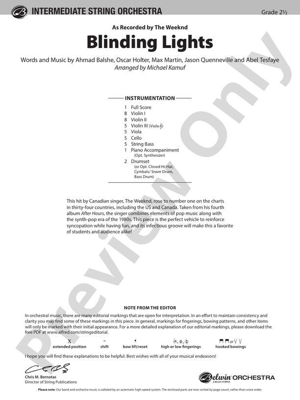Blinding Lights - String Orchestra Conductor Score & Parts (Digital Download)