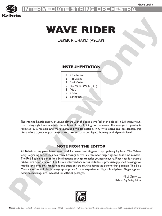 Wave Rider – String Orchestra Conductor Score & Parts (Digital Download)