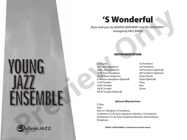 S Wonderful (Grade 2) - Jazz Ensemble Conductor Score & Parts(Digital Download)