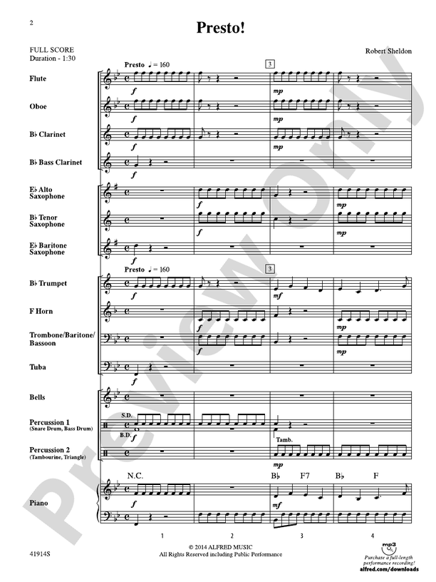 Presto! - Concert Band Conductor Score & Parts (Digital Download)