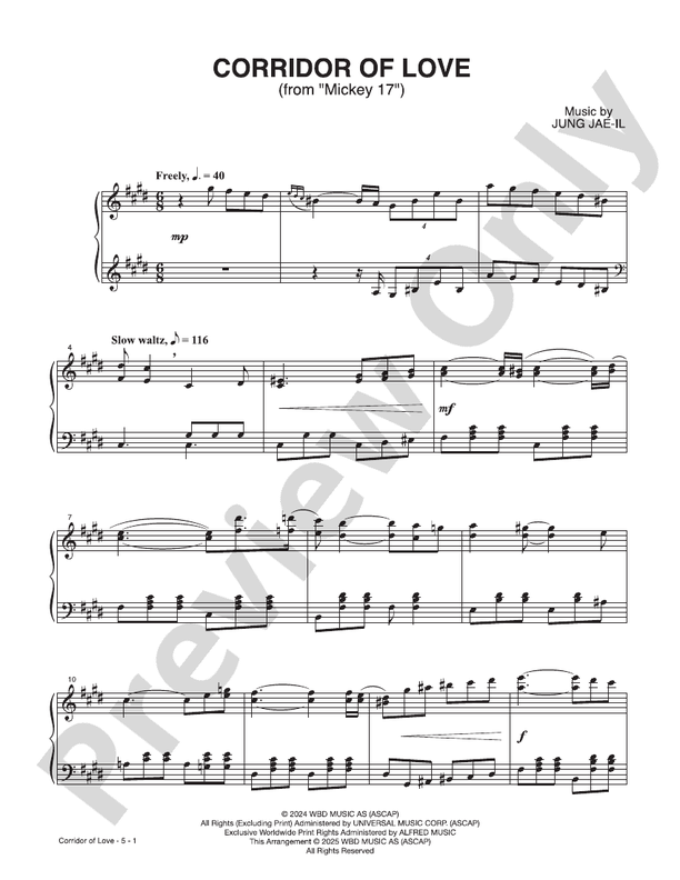 Corridor of Love (from "Mickey 17") - Easy Piano (Digital Download)