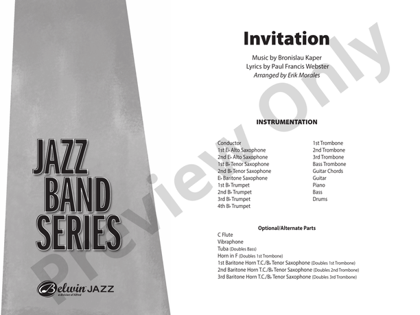 Invitation (Grade 3.5) – Jazz Ensemble Conductor Score & Parts (Digital Download)