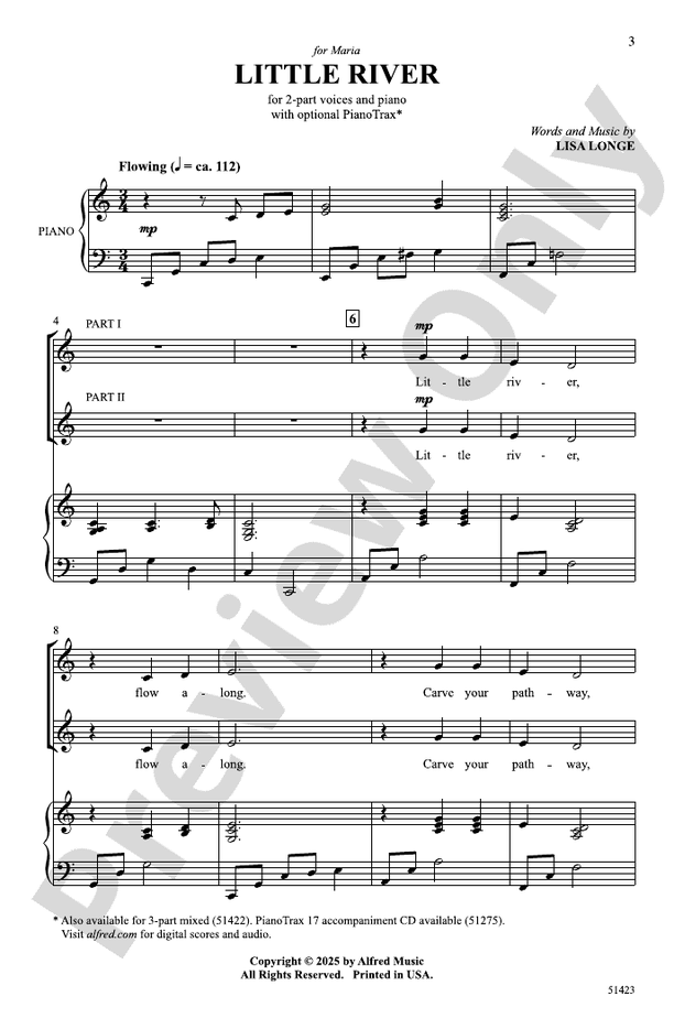 Little River - 2 Part Treble Choral Octavo (Digital Download)