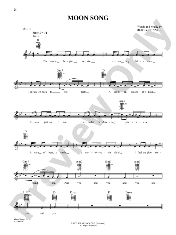 Moon Song - Interm./Easy Guitar TAB (Digital Download)