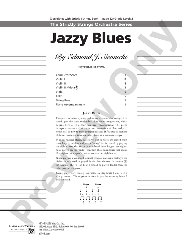 Jazzy Blues – String Orchestra Conductor Score & Parts (Digital Download)