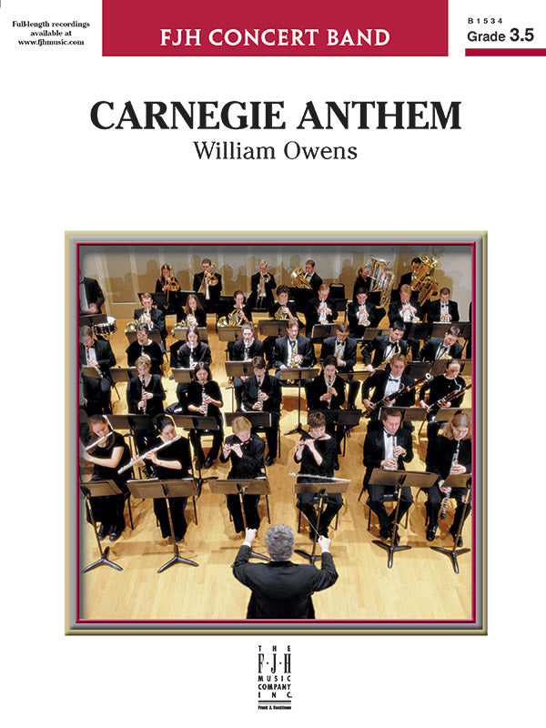 Carnegie Anthem - Concert Band Conductor Score & Parts (Digital Download)