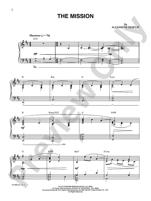 The Mission (from Argo) - Piano (Digital Download)