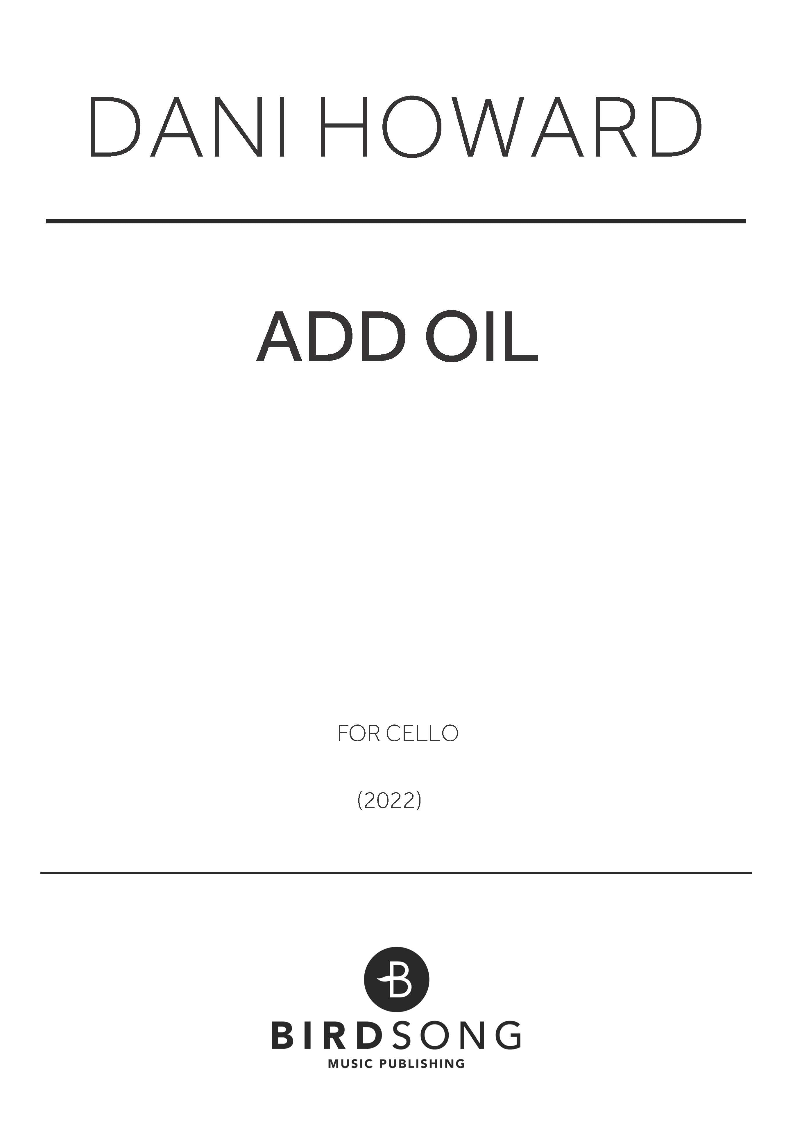 Add Oil - Dani Howard - Cello (Digital Download)