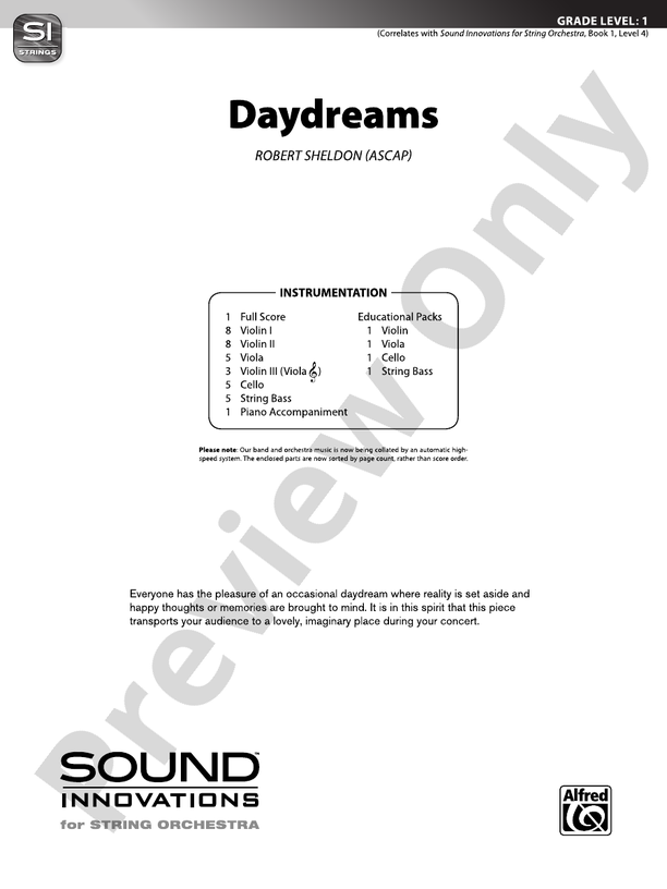 Daydreams – String Orchestra Conductor Score & Parts (Digital Download)