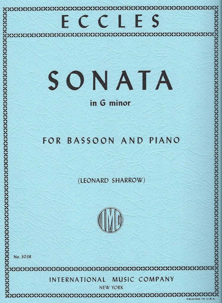 Sonata in G minor - for Bassoon for Piano - Eccles - IMC3038