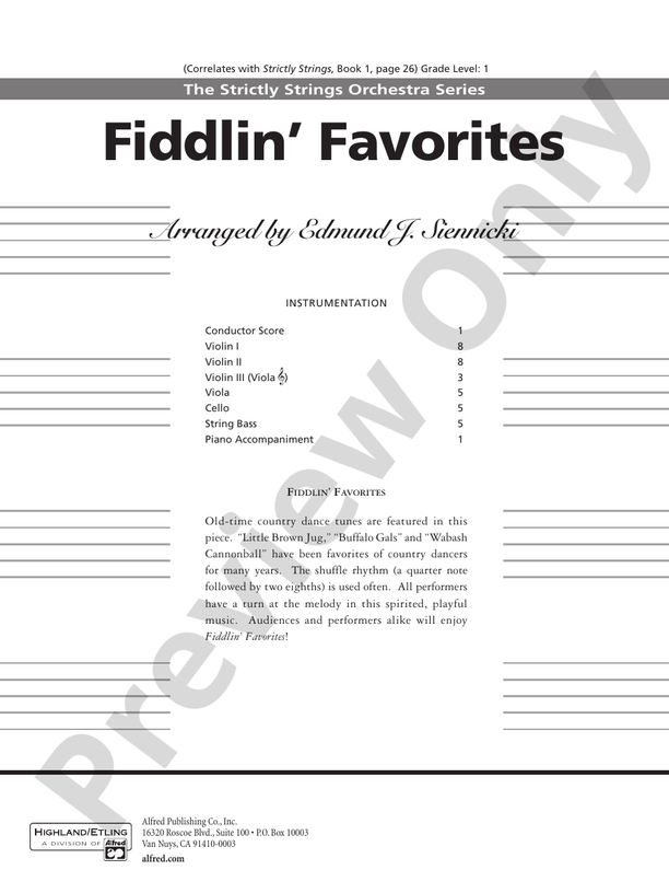 Fiddlin' Favorites – String Orchestra Conductor Score & Parts (Digital Download)