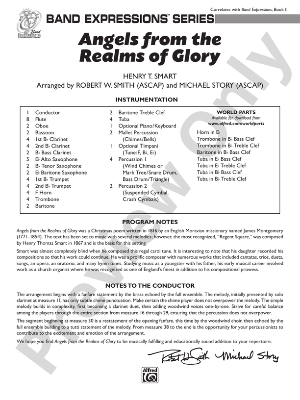 Angels from the Realms of Glory - Concert Band Conductor Score & Parts (Digital Download)