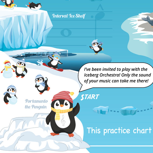 Penguin Piano A3 Music Practice Chart by Musically Gifted