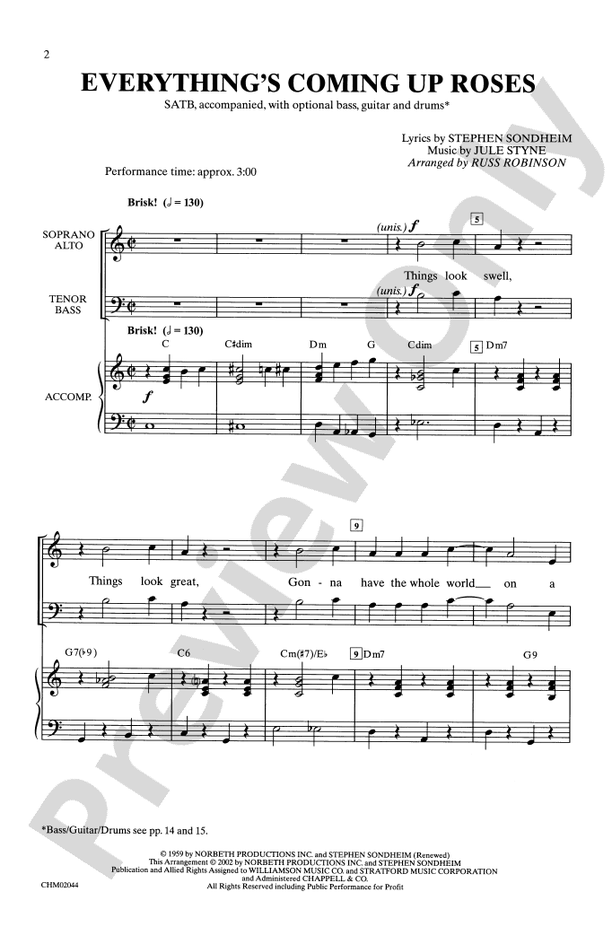 Everything's Coming Up Roses – SATB Choral Octavo (Digital Download)