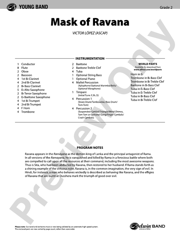 Mask of Ravana - Concert Band Conductor Score & Parts (Digital Download)