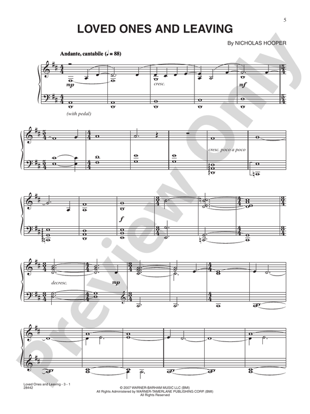 Loved Ones and Leaving (From "Harry Potter and the Order of the Phoenix") - Piano (Digital Download)