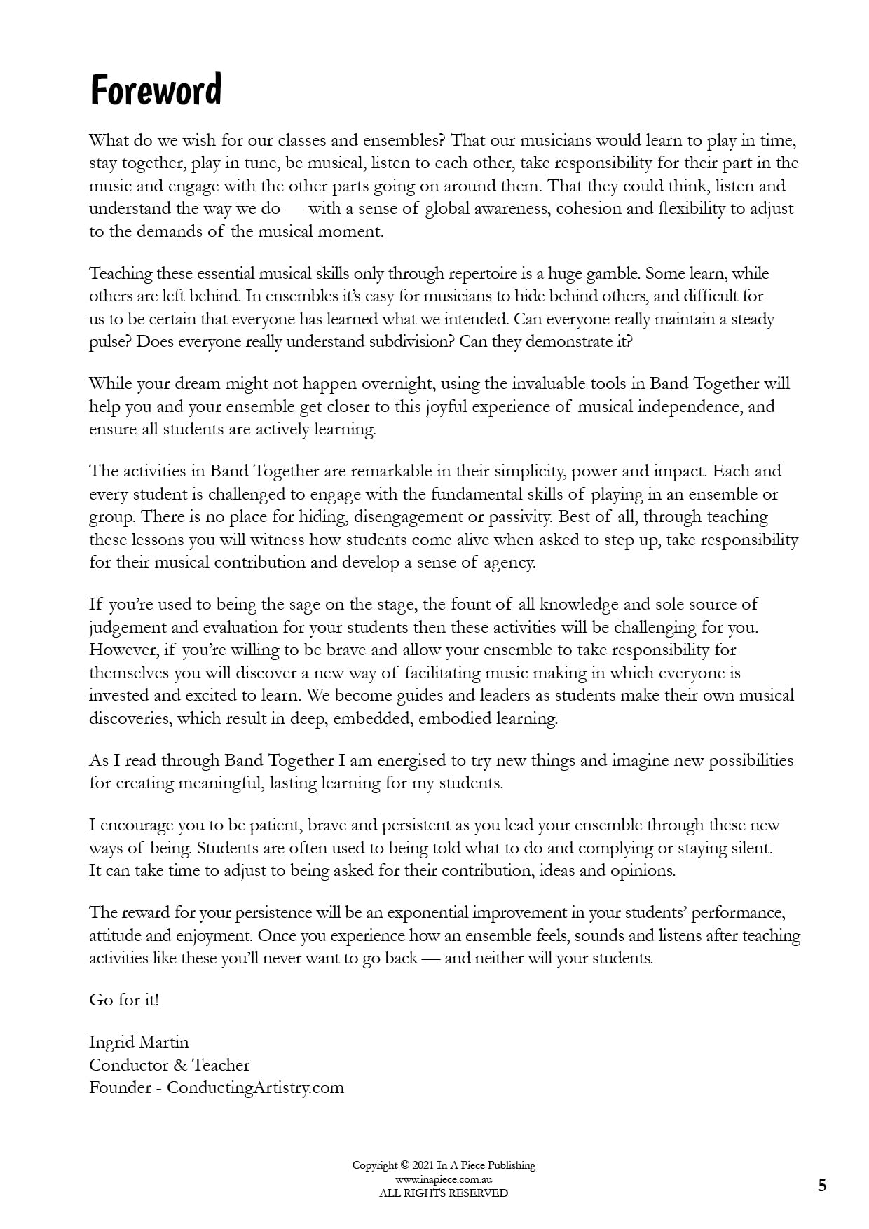 Band Together Activity Book by Karen Kyriakou