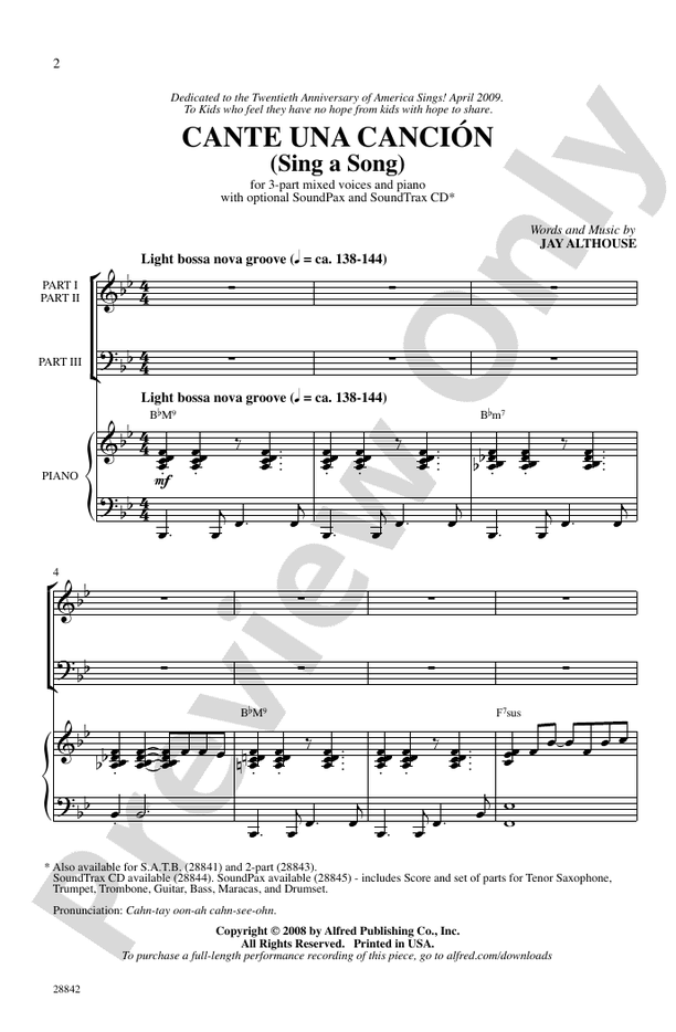 Cante una Cancion (Sing a Song) – SAB Choral Octavo (Digital Download)