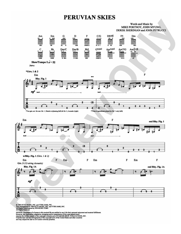 Peruvian Skies - Guitar TAB (Digital Download)