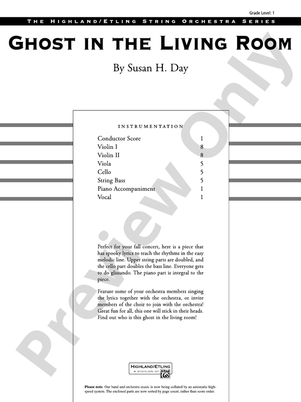 Ghost in the Living Room - String Orchestra Conductor Score & Parts (Digital Download)