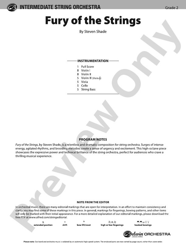 Fury of the Strings - String Orchestra Conductor Score & Parts (Digital Download)