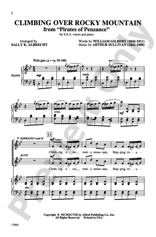 Climbing Over Rocky Mountain: Pirates of Penzance – SSA Choral Octavo (Digital Download)