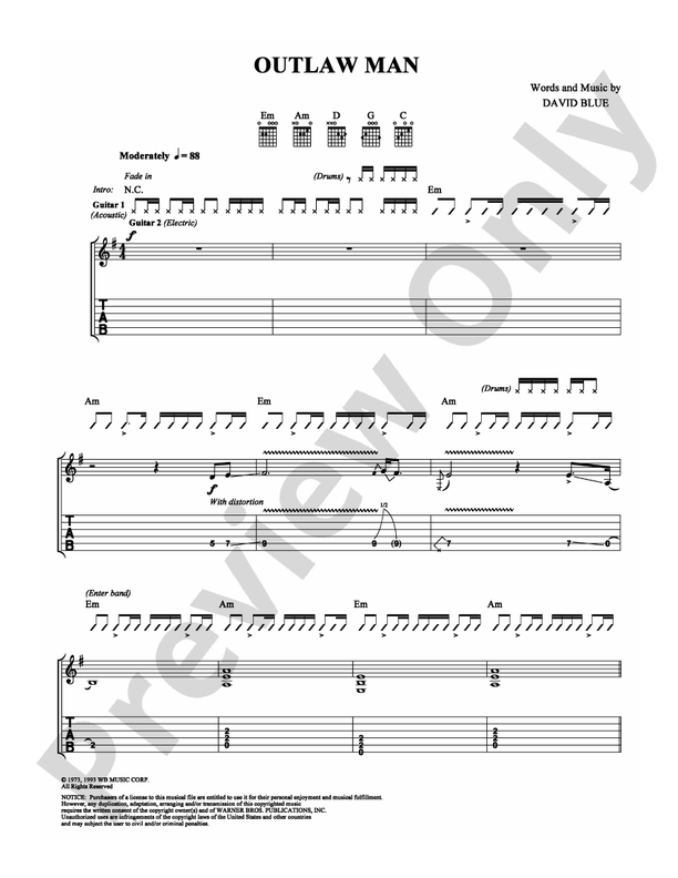Outlaw Man - Guitar TAB (Digital Download)