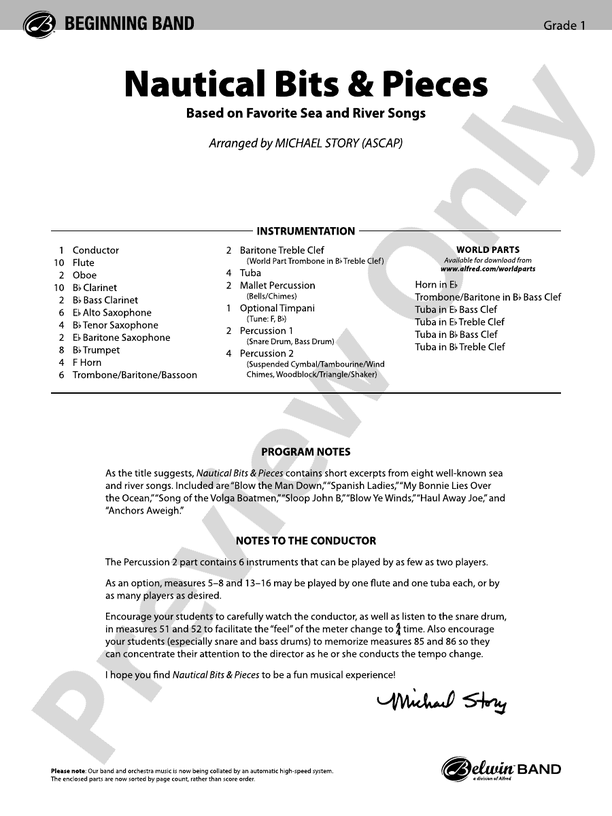Nautical Bits & Pieces - Concert Band Conductor Score & Parts (Digital Download)