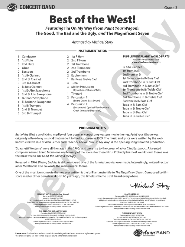 Best of the West! - Concert Band Conductor Score & Parts (Digital Download)