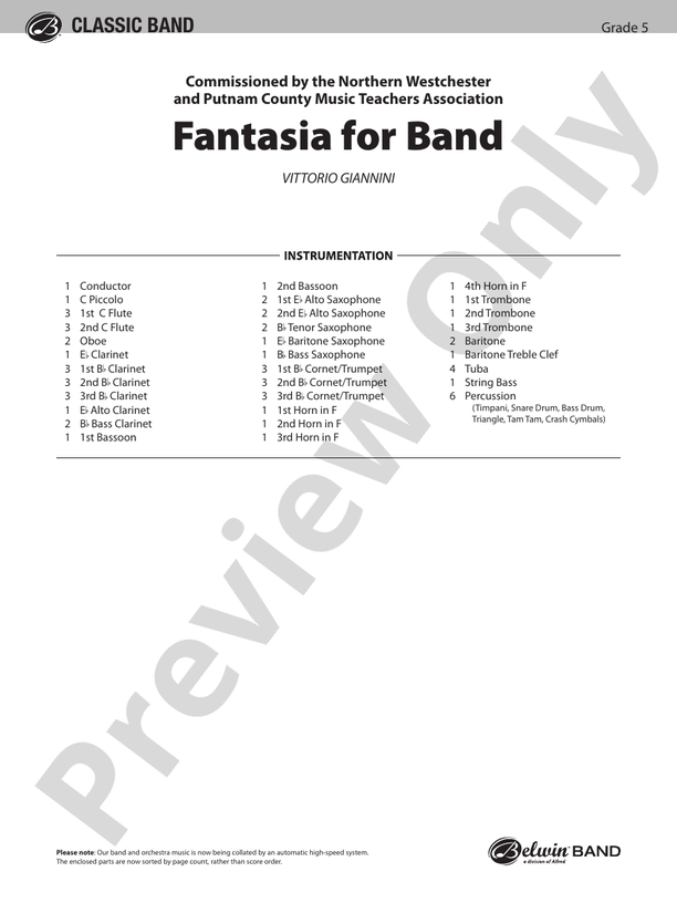 Fantasia for Band - Concert Band Conductor Score & Parts (Digital Download)