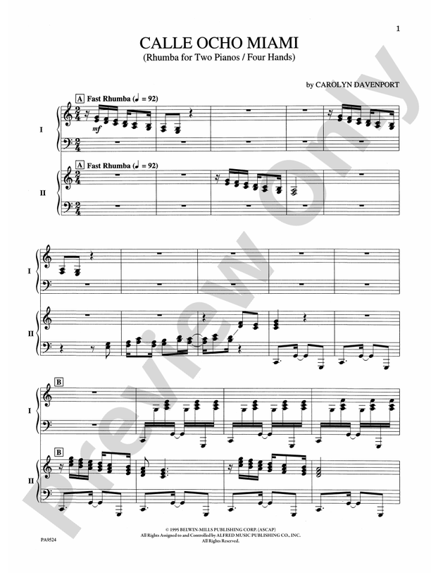 Calle Ocho Miami: Rhumba - 2 Pianos, 4 Hands (Digital Download)