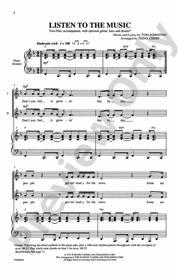 Listen to the Music – 2-Part Choral Octavo (Digital Download)