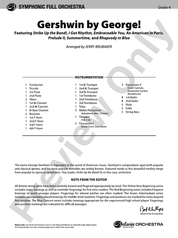 Gershwin by George! – Full Orchestra Conductor Score & Parts (Digital Download)