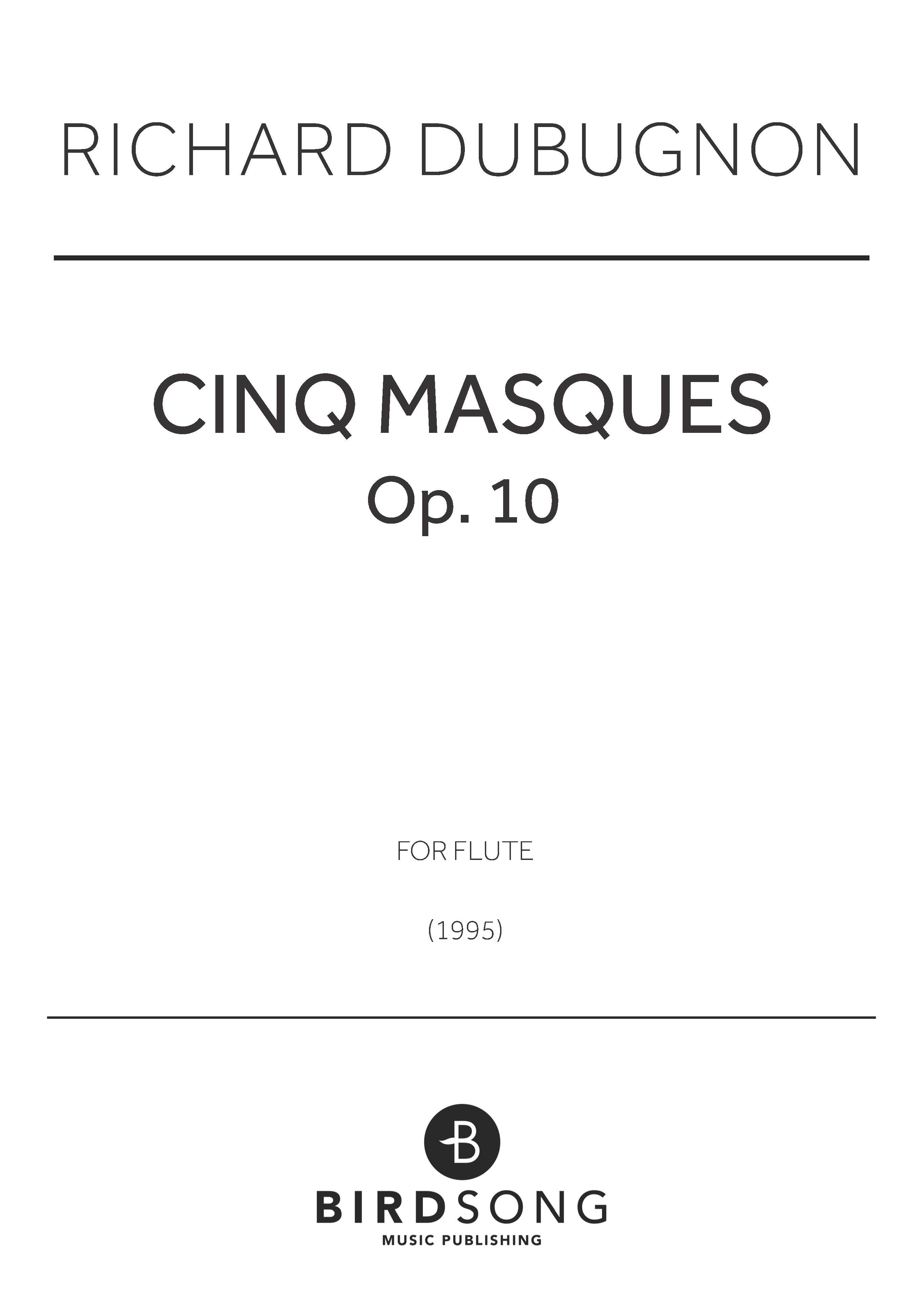 Cinq Masques - Flute (Digital Download)