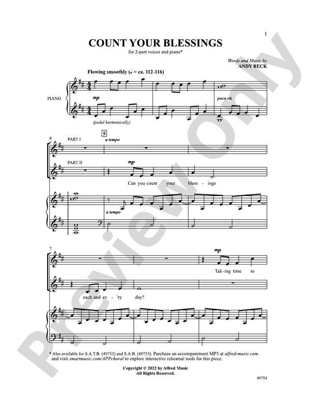 Count Your Blessings - 2 Part Treble Choral Octavo (Digital Download)