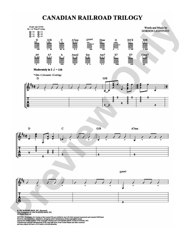 Canadian Railroad Trilogy - Guitar TAB (Digital Download)
