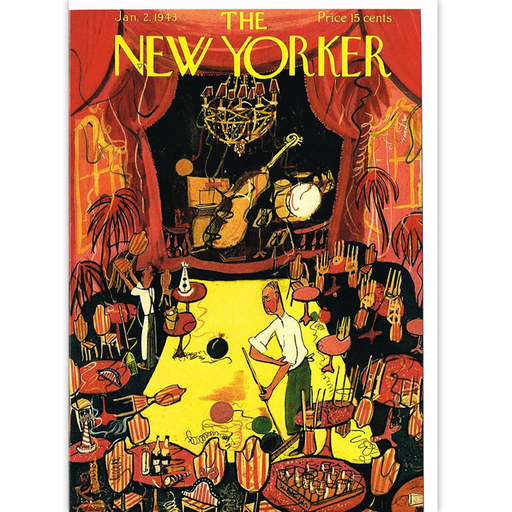 Greeting Card - The New Yorker magazine cover by Ludwig Bemelmans. Jazz Club.