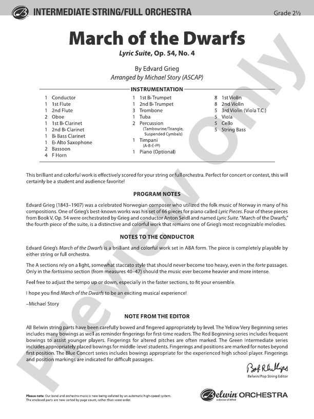 March of the Dwarfs – Full Orchestra Conductor Score & Parts (Digital Download)