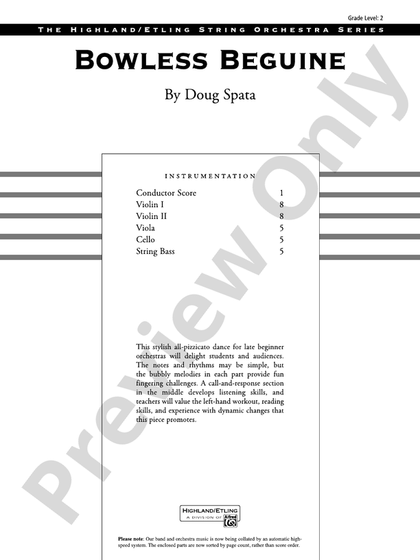 Bowless Beguine - String Orchestra Conductor Score & Parts (Digital Download)