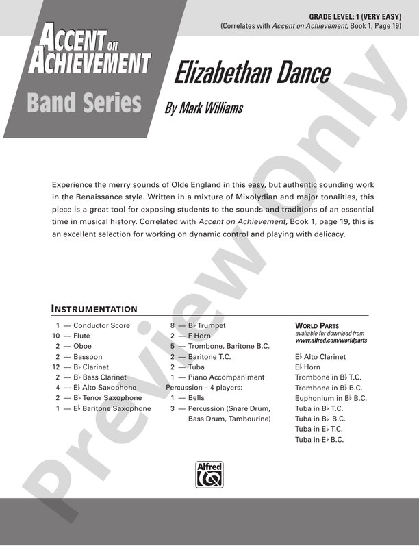 Elizabethan Dance - Concert Band Conductor Score & Parts (Digital Download)