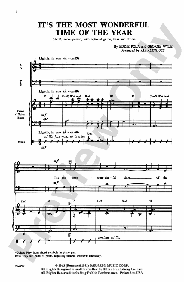 It's the Most Wonderful Time of the Year - Arr. Jay Althouse - SATB Choral Octavo (Digital Download)