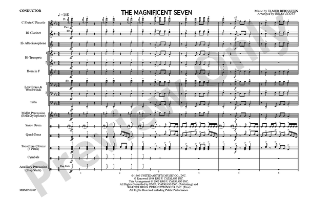 The Magnificent Seven (Arr. Brian Scott) – Marching Band Conductor Score & Parts (Digital Download)