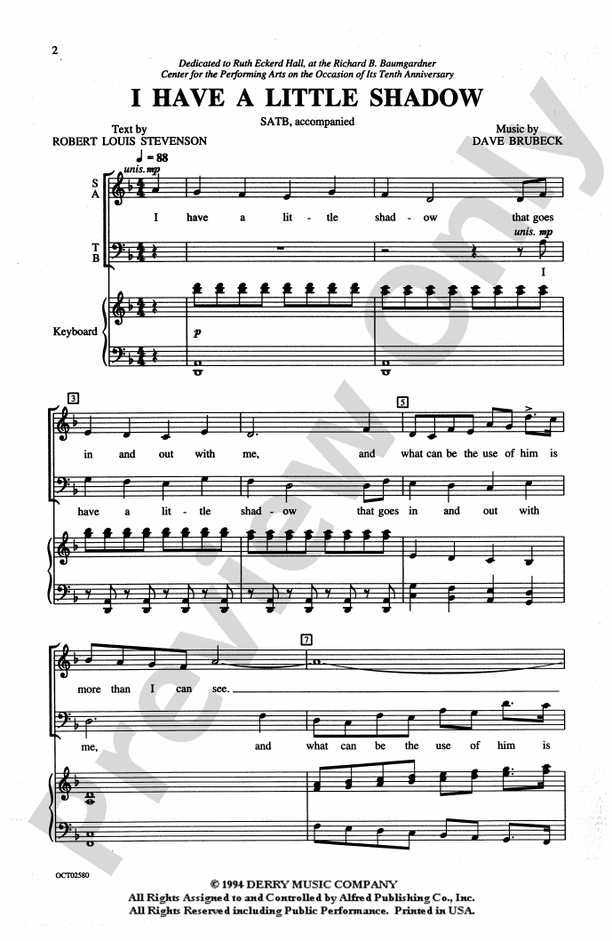 I Have a Little Shadow – SATB Choral Octavo (Digital Download)