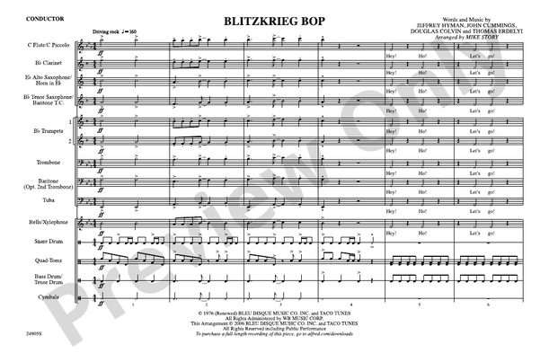 Blitzkrieg Bop – Marching Band Conductor Score & Parts (Digital Download)