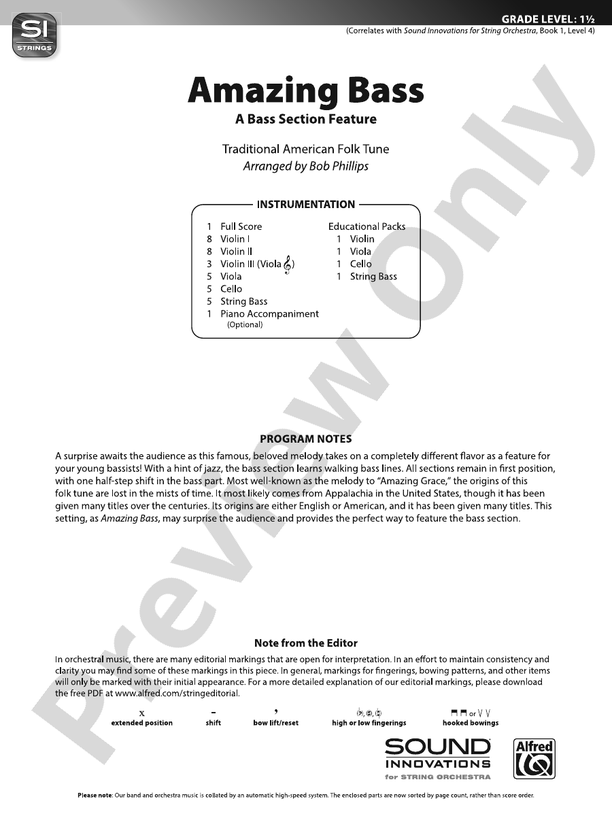 Amazing Bass - String Orchestra Conductor Score & Parts (Digital Download)