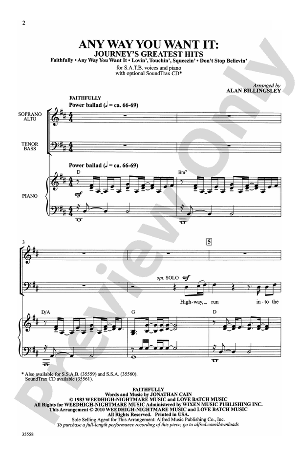 Any Way You Want It: Journey's Greatest Hits - SATB Choral Octavo (Digital Download)